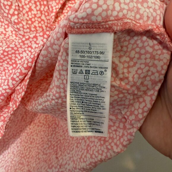 Gap Womens Pink & White Polka Dot Short-Sleeve Blouse Size L - Picture 5 of 6